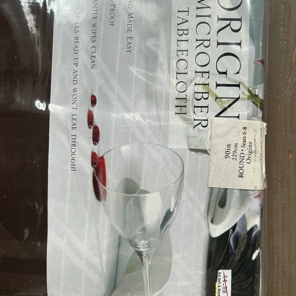 Bardwill Brown Jacquard Bead-Up Liquid Repellent Round 90" Tablecloth 6-8 NEW - Picture 10 of 14